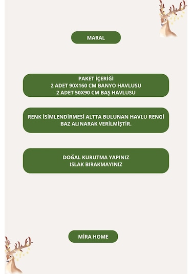 Mira Home 4 Parça Maral Battal %100 Pamuklu Banyo Havlu Takımı 90x160 Cm Bej