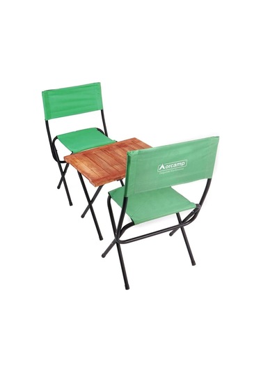 Orcamp Ahşap Kamp Tabureli Masa Seti Out-2080 Çok Renkli