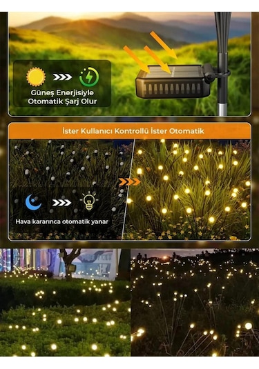 4 Adet 6 Led'li Güneş Enerjili Ateş Böceği Çiçek Lamba
