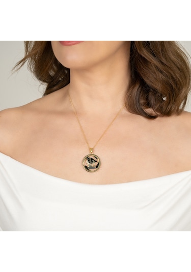 Kayra Mücevher Mineli Terazi Burcu Altın Kaplama Kolye