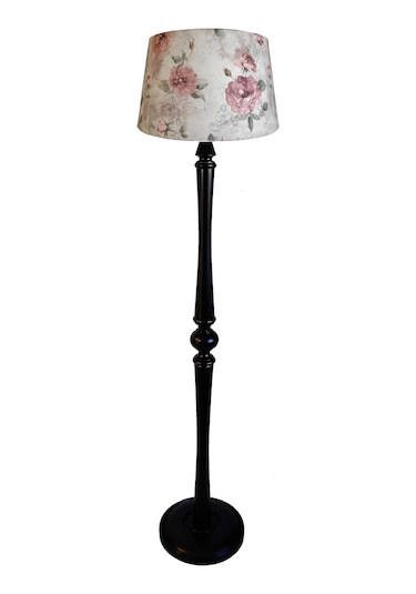 Masif Torna Ayak,Pembe Çiçekli Lambader,Abajur,Köşe Aydınlatması