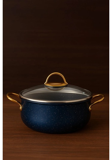Yunusoğlu Home 30 Cm Derin Granit Tencere 7.5 Litre, Gold Metal
