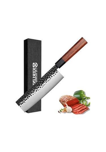 Novahub Bj05 7 İnç 440c Çelik Mutfak Bıçağı Ahşap Ahşap