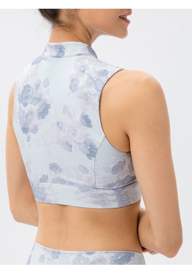 Skycity Kadınlar İçin Yoga Sporcu Sütyeni, Dik Yaka, Düğmeli, Baskılı, Kolsuz, Rahat, Koşu Ve Günlük Kullanım Açık Mor