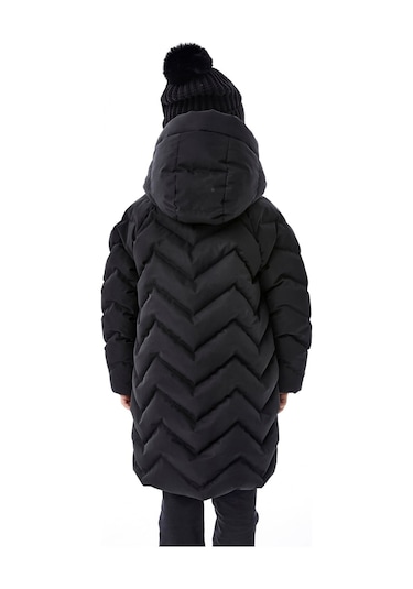 Benitto Kids Kız Çocuk Kapüşonlu Kışlık Şişme Mont 51353 Siyah