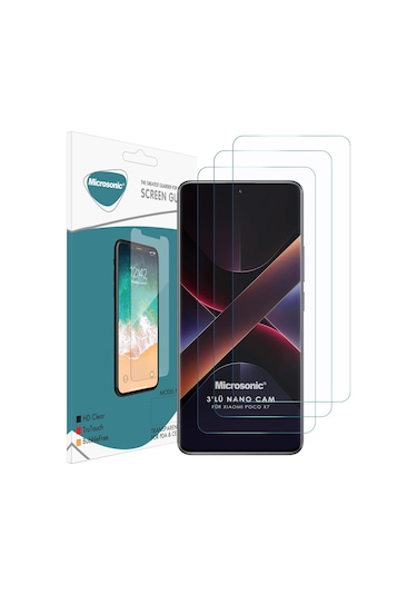 Microsonic Xiaomi Poco X7 Screen Protector Nano Glass Cam Ekran Koruyucu 3 Lü Paket