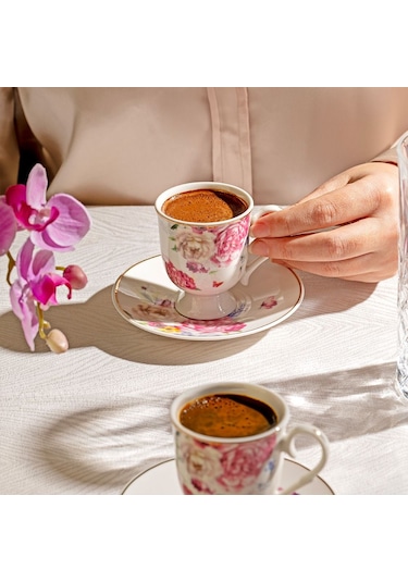 Nehir Öykü 6 Kişilik 12 Parça Porselen Kahve Fincan Takımı