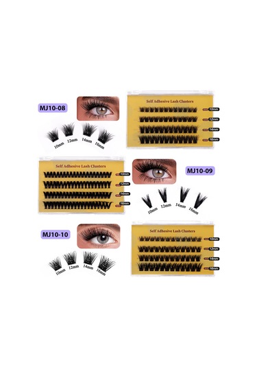 Padalink Mj11-04 5d El Yapımı升级li Otomatik Yapışkanlı Tek Kümelik Kirpik Seti - 10mm+12mm+14mm+16mm, Yoğun立体 Doğal Görünüm, Zaman Kazandıran Uygulama Gümüş