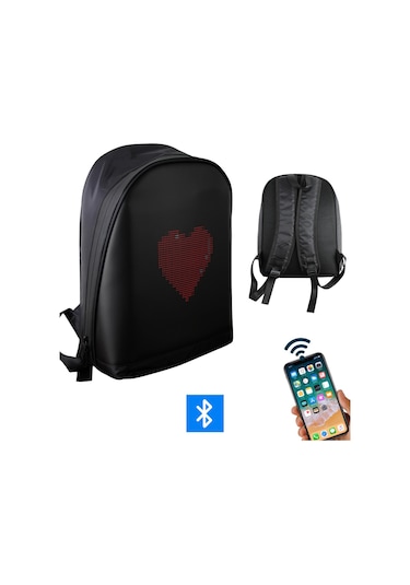 Funky Bag Led Ekranlı Akıllı Motorcu Sırt Çantası Siyah Diğer