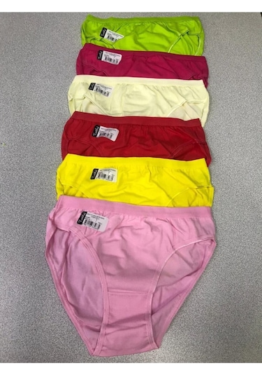 12'li Paket Bayan Kadın Düz Fosforlu Bikini Külot Asorti Kilot 001