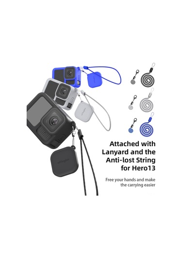 Jeehugo Gopro Hero 13 İçin Silikon Kamera Korumalı Kılıf + Lens Kapağı, Askı İp İle, Tüm Fonksiyonları Erişilebilir, Pil Özel Açılışı, Mavi