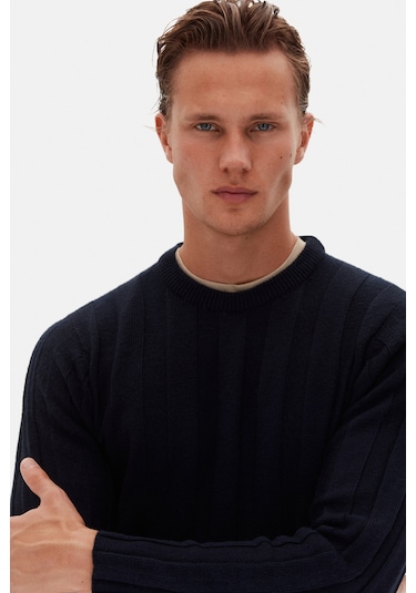 Twn Slim Fit Lacivert Rib Örgü Kazak 3ec063302441m 101