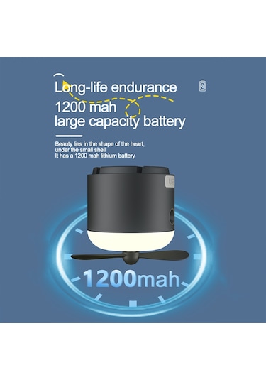 Açık Kamp Çadırı Asılı Ortam Işığı Manyetik Sprey Nemlendirme Fanı Siyah