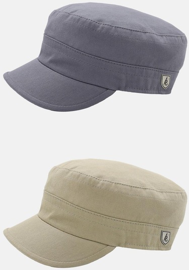 Erkek Fidel Castro Şapka 2'li Kep Rozet Detaylı Kasket - Gri - Bej Koyu Gri