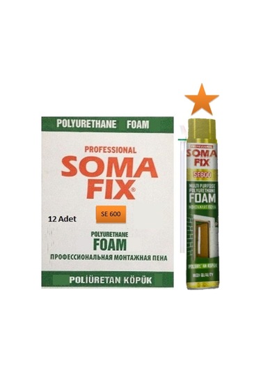 12 Adet 600 gr Somafix Poliüretan Köpük Montaj Kapı Pencere