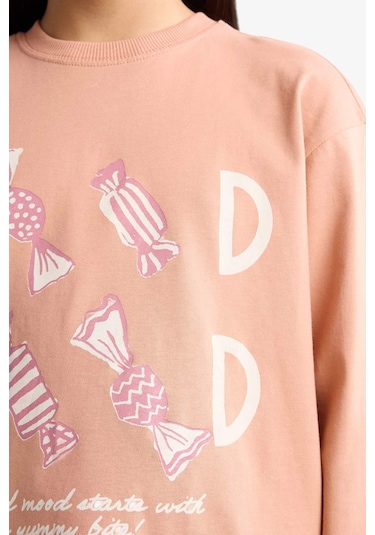 Defacto Kız Çocuk Pijama Takımı Baskılı Uzun Kollu Üst Uzun Alt G0091a825wnbr478 Bordo