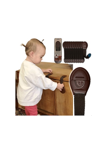 Çocuk Bebek Çekmece Dolap Güvenlik Kilidi Çok Amaçlı Kilit Kahverengi 10 Adet Çok Renkli