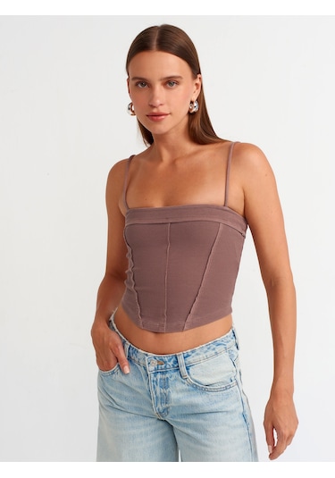 Dilvin Crop Top 101a20794 Kahve