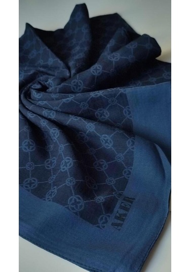 Lacivert Elegance Monogram Eşarp Lacivert
