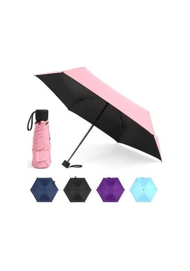 Novahub 6 Kollu Katlanır Uv Koruma Şemsiye - Pembe, Su Geçirmez, Taşınabilir, Seyahat İçin İdeal