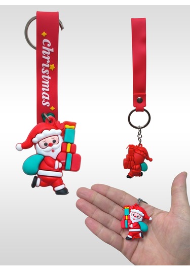 Yılbaşı Temalı Anahtarlık Yeni Yıla Özel Sevimli Ve Anlamlı Hediye Gümüş - Kırmızı