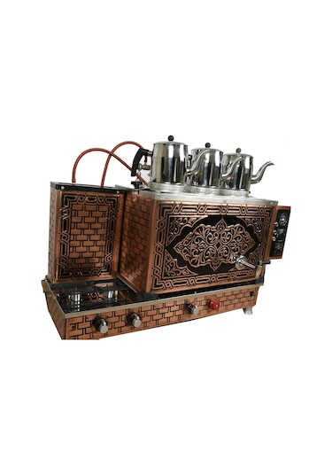 BAKIR ÇAY KAZANI + 3 ADET BAKIR DEMLİK + BAKIR DAVLUMBAZ SET