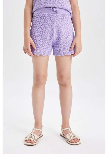 Defacto Kız Çocuk Ajurlu Şort D2711A824HSPR139 Mor