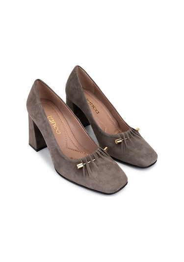 Tamer Tanca Kadın Hakiki Deri Vizon Süet Topuklu Ayakkabı 1129 101 Bn Ayk Sk25-26 Vızon Suet Vizon