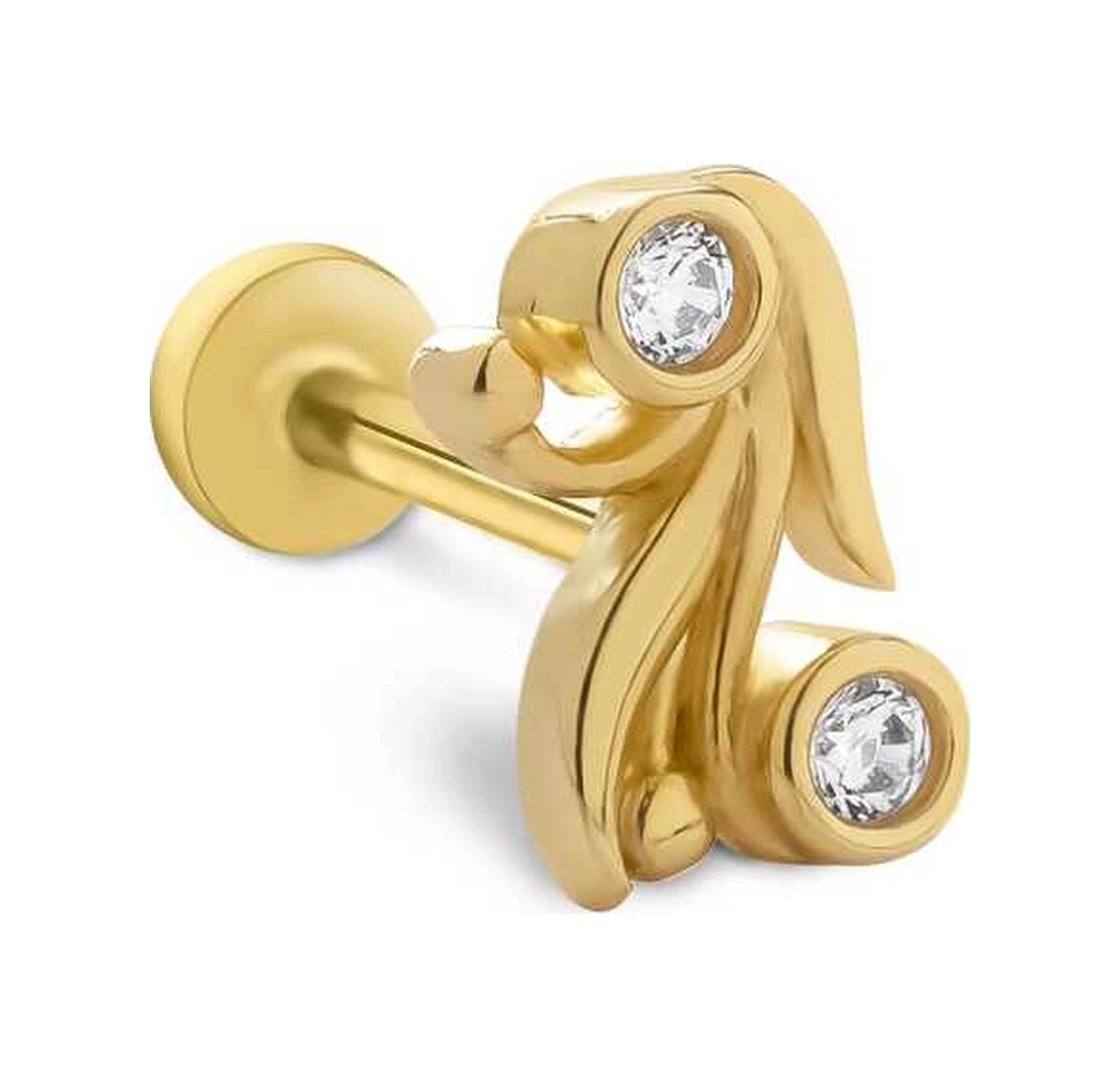 Cherry By Özkonak Double Taş Kıvrımlı Tragus Sarı