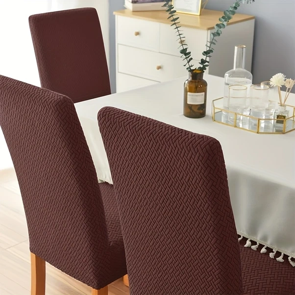 Gateesat 6lı Modern Parson Sandalye Kılıfı Makinede Yıkanabilir Esnek Jakar Kumaş