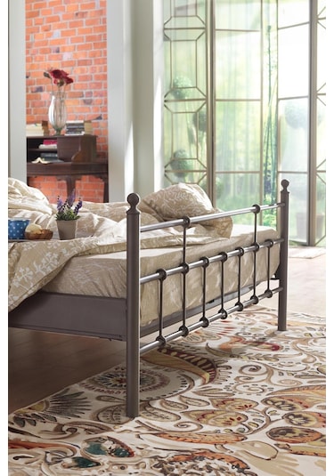 Lalas Çift Kişilik Metal Karyola-kahverengi Ahşap Latalı