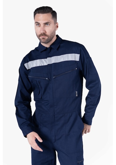 İş Güvenliği Tulumu Reflektörlü Cepli Pamuklu