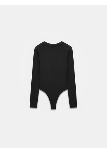 Dilvin 32695 Uzun Kollu Bodysuit-siyah Siyah