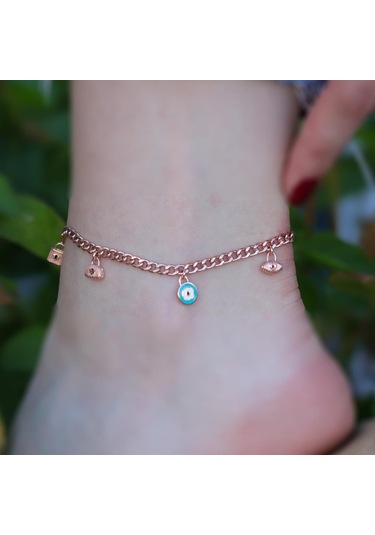 Rose Gold Kaplama Gümüş Dilek Halhalı Gümüş