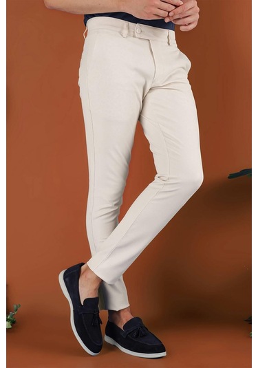 P 1120 Slim Fit Krem Spor Pantolon Krem