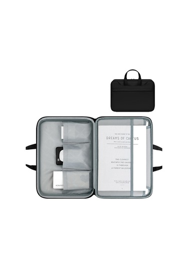 Baona Bn-q006 Pu Deri Tam Açılan Laptop Çanta 13 / 13.3 İnç Siyah Kalınlaşmak Siya