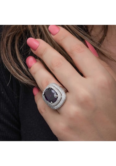 Casera's Gümüş Ametist Taşlı Kadın Yüzük Csr2185509 Gümüş