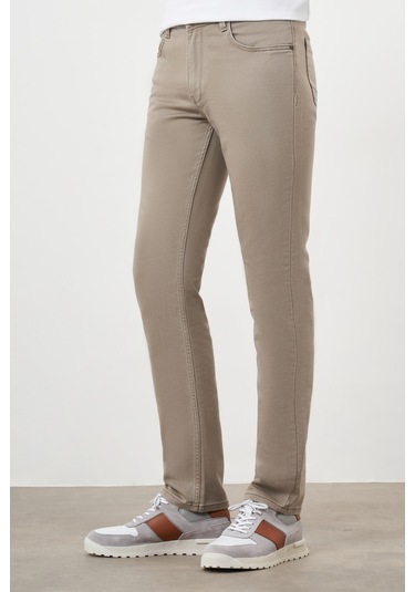 Morven Erkek Bej Mevsimlik Pamuk 5 Cep Dynamic Fit Jean Pantolon Bej