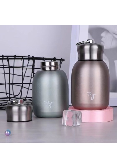 Mufunye Outdoor Aktivite İçin Hafif, Dayanıklı Paslanmaz Çelik Termos Bardak - Gül Altın Rengi 300 Ml Altın