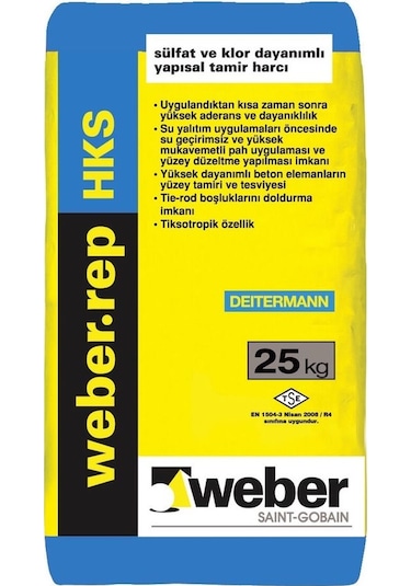 Weber Rep HKS Elyaflı Yapısal Tamir Harcı 25 kg( R4 Sınıfı)