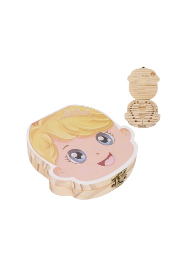 Yunboo Kız Bebekler İçin Ahşap Diş Kutusu - Renkli Boyalı, Doğal Ahşap, Uzun Süreli Saklama, Büyüme Anı Koruyucu