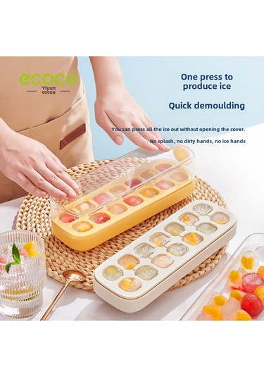 Dianziye Gıda Seviyesi Silikon Buzluk 7 Hücreli Yeşil Kapaklı Basma Kolu İle Evde Kolay Buz Dondurma Kutusu Diğer