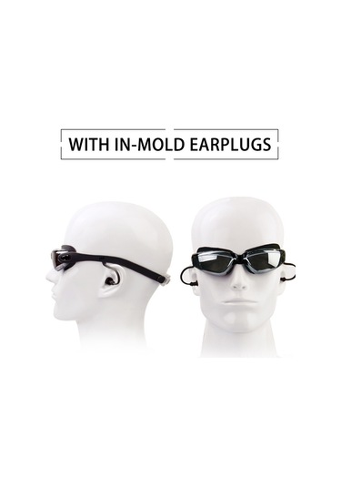 Geeksen Siyah Sürekli Kulaklıklı Yüzme Gözlüğü - Buhar Koruma, Uv Engelleme, Sıçramaz Ve Sulama Önleyici Özellikli, Geniş Görüş Alanı Siyah