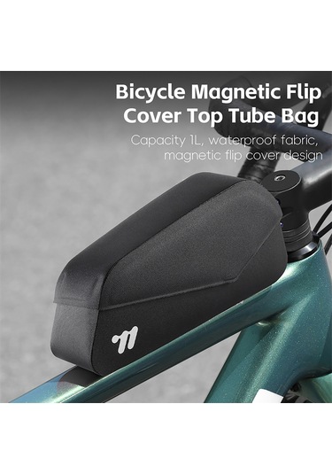 Jeemson Manyetik Kapaklı Su Geçirmez Bisiklet Çantası 1l Kapasiteli, 600d Tpu Malzeme, Kolay Erişim, Rüzgar Direncini Azaltan Tasarım Siyah