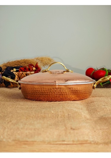 Modabakır Bakır Kapaklı Tava 22 Cm Model:5556897 Bakır