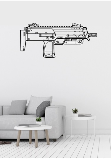 H&k Mp-7 Makineli Desenli Dekoratif Metal Duvar Süsü