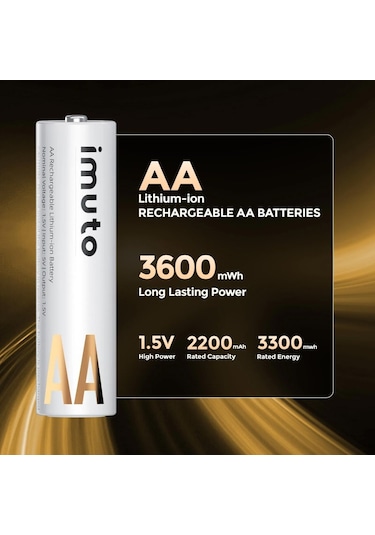 Imuto 3600mwh Aa Şarj Edilebilir Lityum Pil 8 Li Paket