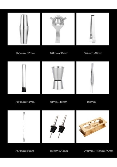 Wondernest Tepsili Shaker Seti, Bambu Çerçeve Barmen Bar Lichen Boston