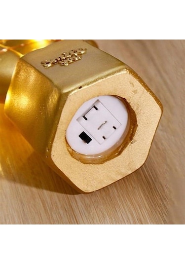 Led Işıklı Sevimli Kaktüs Dekoratif Masa Lambası Mini Biblo Gece Lambası Gold Beyaz