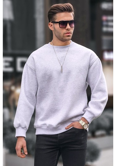 Madmext Karmelanj Bisiklet Yaka Oversize Şardonlu Basic Erkek Sweatshirt 6048-karmelanj Karmelanj